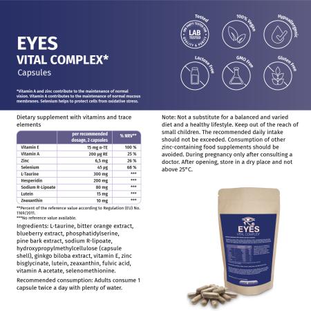 AUGEN Vitalkomplex Kapseln – mit Lutein, Zeaxanthin, Vitamin A, Zink und Selen für die tägliche Ergänzung