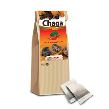 chaga-pilz mit schisandra beeren im Teebeutel