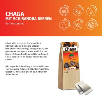 Chaga-Pilz mit Schisandrabeeren im Teebeutel