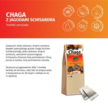 Chaga-Pilz mit Schisandrabeeren im Teebeutel