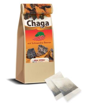 Chaga-Pilz mit Schisandrabeeren im Teebeutel