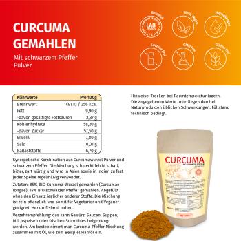 Kurkuma mit schwarzer Pfeffer Pulver