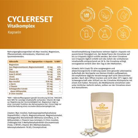 Preview: CycleReset Vitalkomplex – moderner Inositol Magnesium Vitamin Komplex