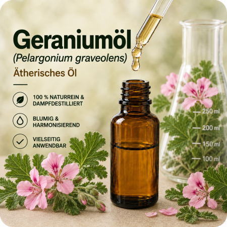 ERASVITAL Geraniumöl – 100 % naturreines ätherisches Öl aus Pelargonium graveolens