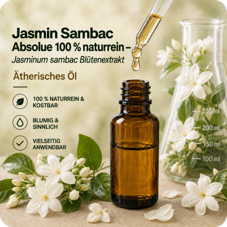 ERASVITAL Jasminöl – 100 % naturreines ätherisches Öl aus Jasminum grandiflorum
