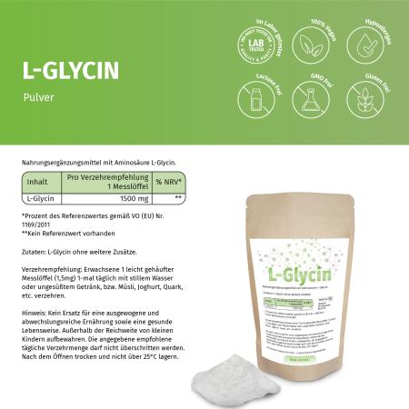 Preview: L-Glycin Pulver Rein – Hochdosierte Aminosäure