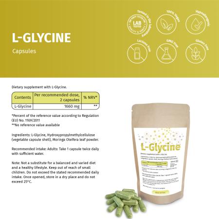 Preview: L-Glycin Kapseln Hochdosiert 1660 mg – Vegan, Laborgeprüft