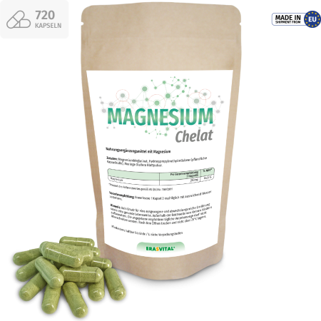 Magnesium Chelat Kapseln (Bisglycinat) – Vegan, Hoch bioverfügbar