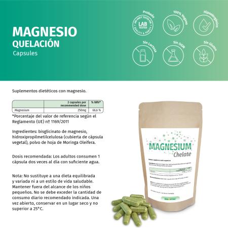 Magnesium Chelat Kapseln (Bisglycinat) – Vegan, Hoch bioverfügbar