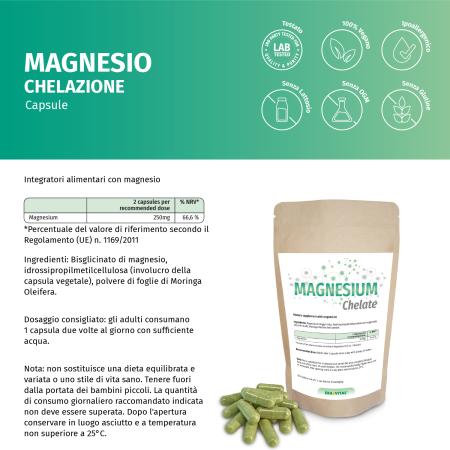 Magnesium Chelat Kapseln (Bisglycinat) – Vegan, Hoch bioverfügbar