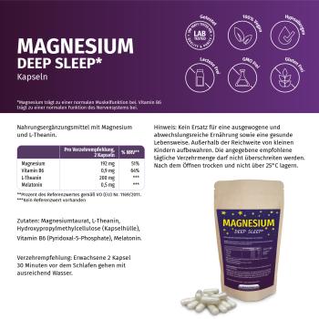 Magnesium Deep Sleep mit Melatonin, Kapseln - für besseren Schlaf