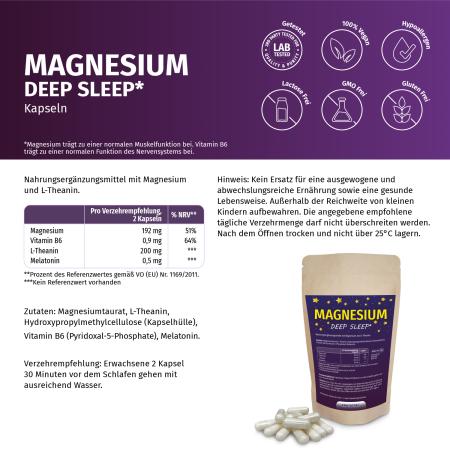 Preview: Magnesium Deep Sleep mit Melatonin, Kapseln - für besseren Schlaf