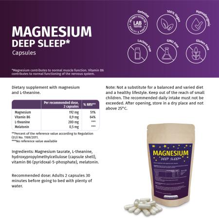 Magnesium Deep Sleep mit Melatonin, Kapseln - für besseren Schlaf