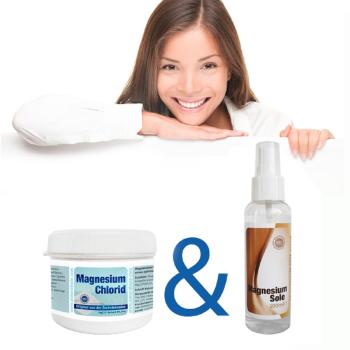 Produktset Nr. 23.1: Magnesiumchlorid Pulver 150 g und 100 ml Magnesium Sole