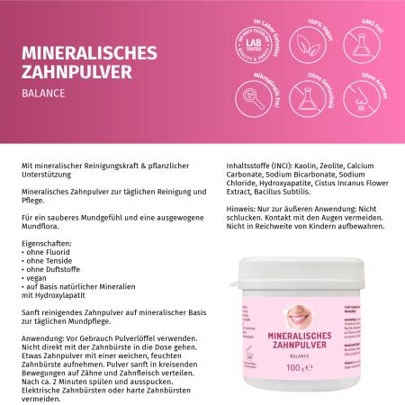 Preview: Mineralisches Zahnpulver BALANCE mit Hydroxylapatit – 100 g
