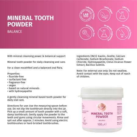 Preview: Mineralisches Zahnpulver BALANCE mit Hydroxylapatit – 100 g