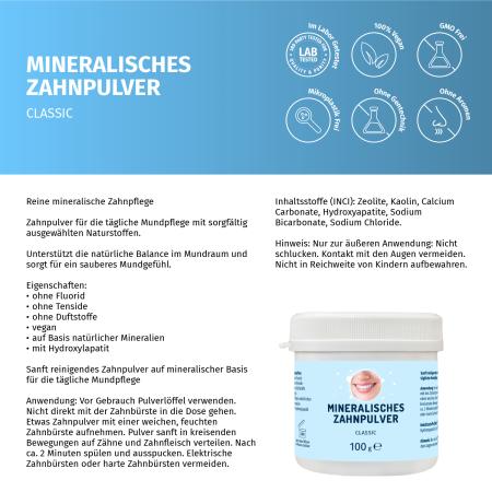 Preview: Mineralisches Zahnpulver CLASSIC mit Hydroxylapatit – 100 g