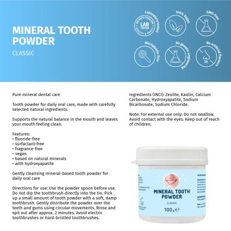 Preview: Mineralisches Zahnpulver CLASSIC mit Hydroxylapatit – 100 g