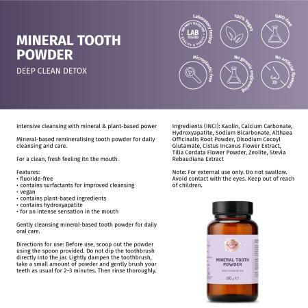 Preview: Mineralisches Zahnpulver DEEP CLEAN DETOX mit Hydroxylapatit – 60 g