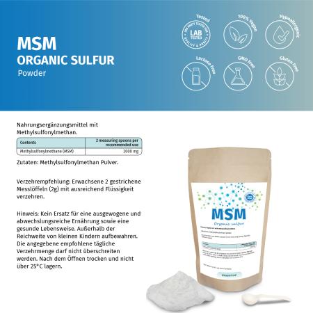 MSM Pulver hochdosiert – Organischer Schwefel – Vegan