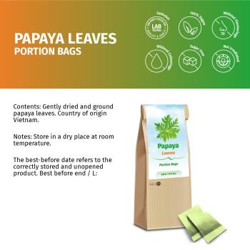 Papaya Blätter und Stängel in Tee-Beutel