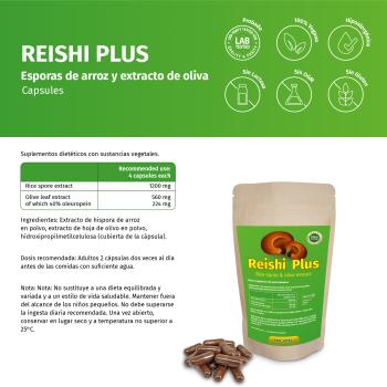 Reishi Sporenextrakt mit Olivenblattextrakt Kapseln. Vegan.