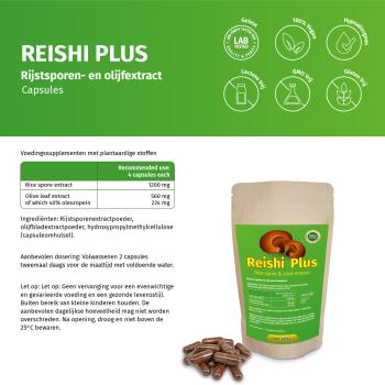 Reishi Sporenextrakt mit Olivenblattextrakt Kapseln. Vegan.