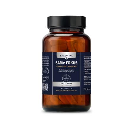 SAMe FOKUS – 300 mg S-Adenosyl-L-Methionin (SAMe) mit aktivem Folat (5-MTHF), Vitamin B6 (P-5-P) und Vitamin B12 (Methylcobalamin)