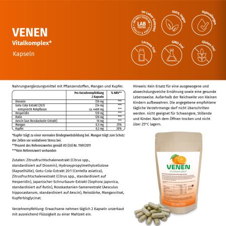 Preview: Venen Vitalkomplex - Natürlich starke Unterstützung für gesunde Venen