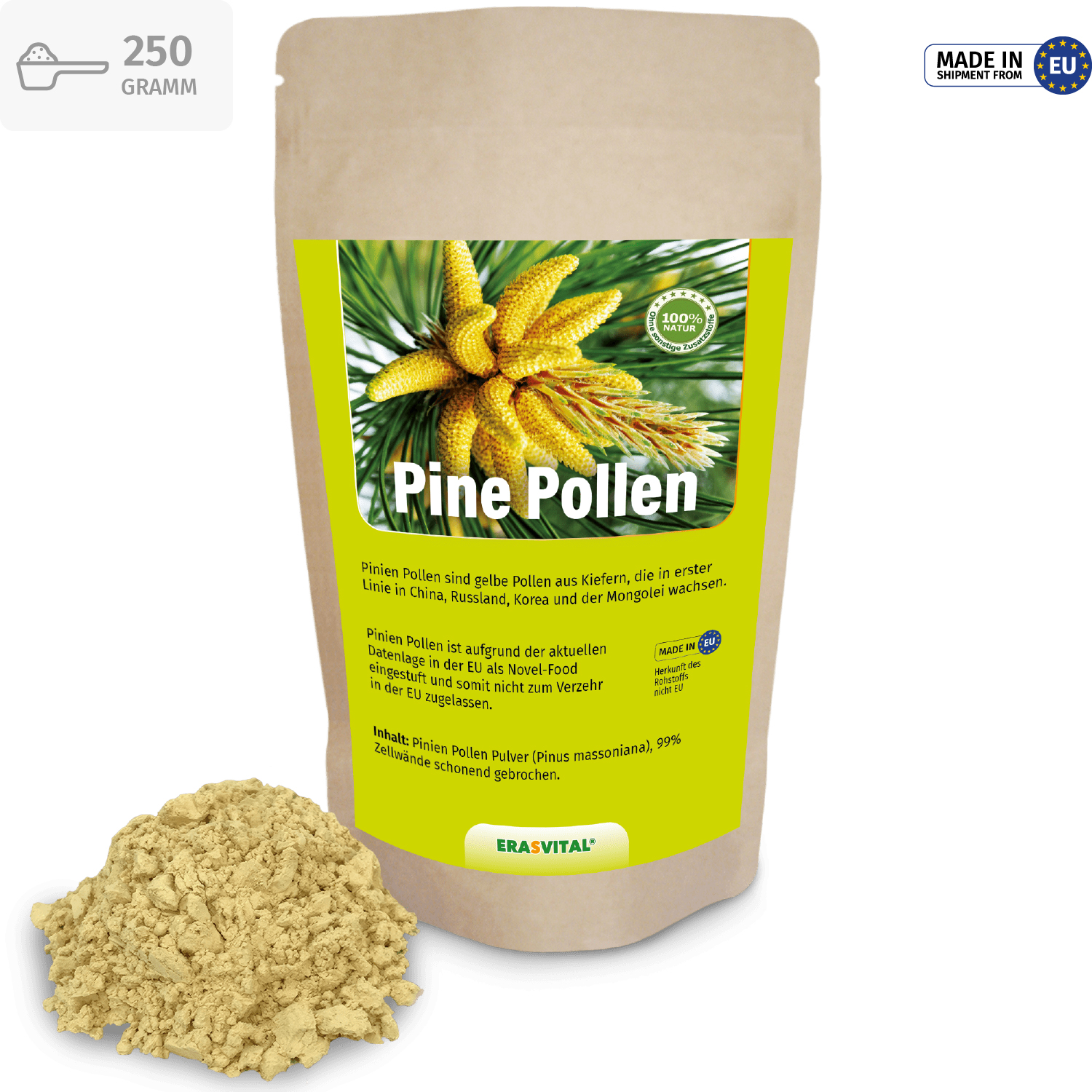 Pine Pollen Kiefernpollenkapseln - 500 Mg | 60 Vegane Kapseln | Kann
