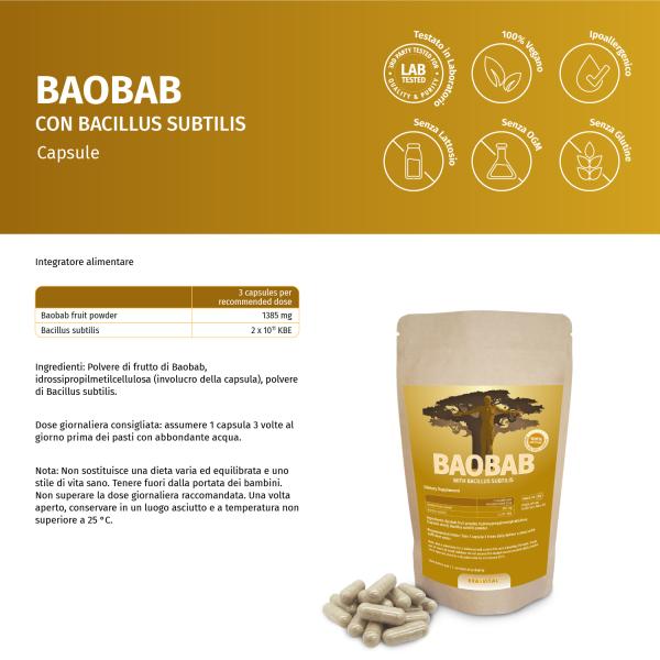 Baobab Fruchtpulver mit Bacillus Subtilis Kapseln