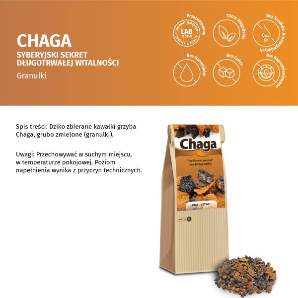 Chaga-Pilz - grob gemahlene Brocken - Wildsammlung