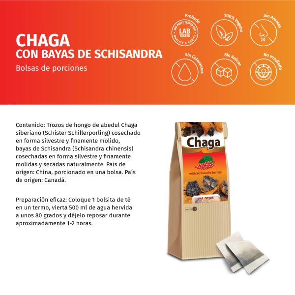 Chaga-Pilz mit Schisandrabeeren im Teebeutel