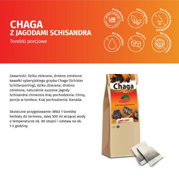 Chaga-Pilz mit Schisandrabeeren im Teebeutel