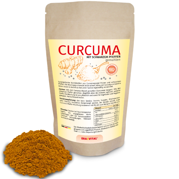 Curcuma Kurkuma mit schwarzer Pfeffer Pulver
