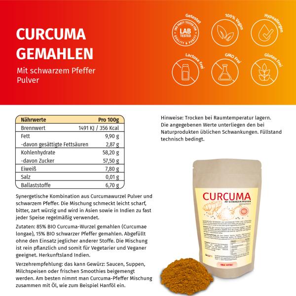 Kurkuma mit schwarzer Pfeffer Pulver
