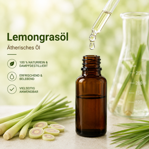 Lemongrasöl – 100 % naturreines ätherisches Öl (Cymbopogon flexuosus)
