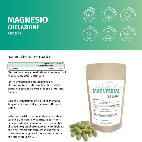 Magnesium Chelat Kapseln (Bisglycinat) – Vegan, Hoch bioverfügbar