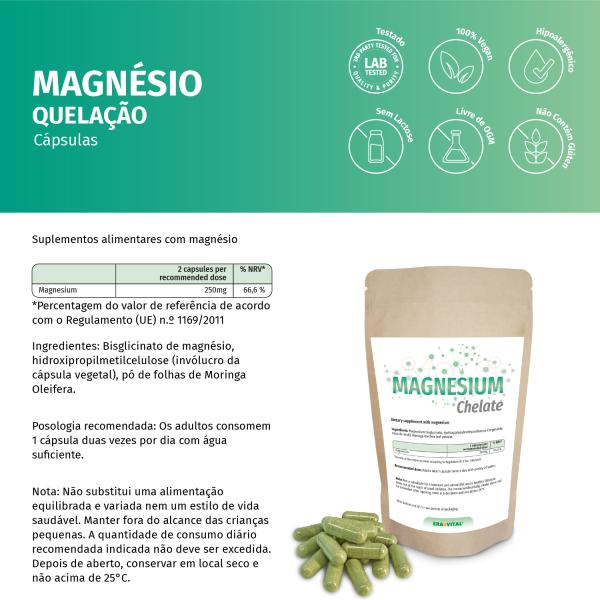 Magnesium Chelat Kapseln (Bisglycinat) – Vegan, Hoch bioverfügbar