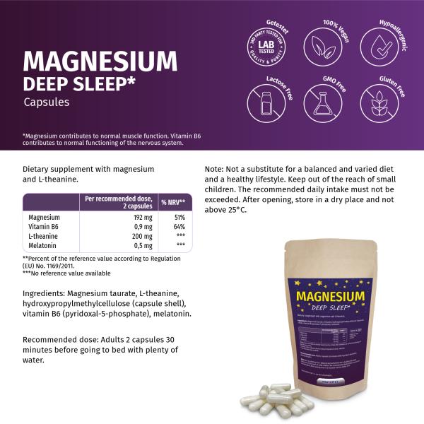 Magnesium Deep Sleep mit Melatonin, Kapseln - für besseren Schlaf
