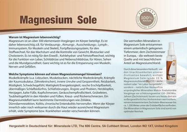 Magnesium Sole Zechsteinmeer  ist eine mit Mineralien gesättigte Lösung. Magnesiumchlorid Kur Magnesiumchlorid-Hexahydrat 47%, kristallin-pulvrig, MgCl2-Gehalt 99,0% MgCl2*6H2O Lebensmittelqualität E 511