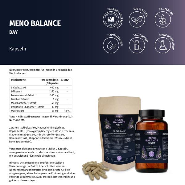 MENO BALANCE NIGHT Kapseln für Frauen  Wechseljahren mit Salbei und Mönchspfeffer