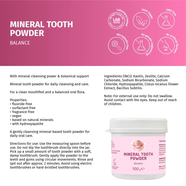 Mineralisches Zahnpulver BALANCE mit Hydroxylapatit – 100 g