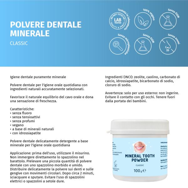 Mineralisches Zahnpulver CLASSIC mit Hydroxylapatit – 100 g