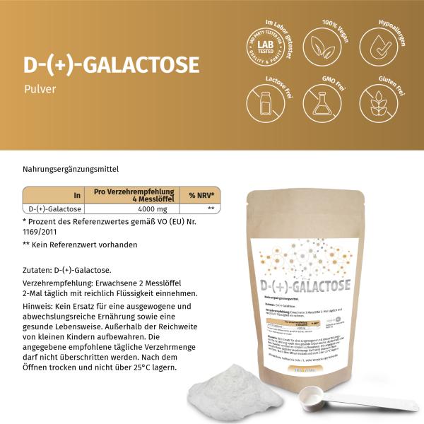 D-(+)-Galactose Pulver - Zum Schutz der Gehirnfunktionen und für mehr Energie, Lactosefrei