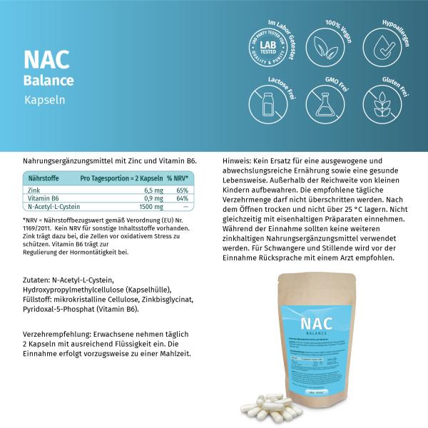 NAC Balance mit N-Acetyl-L-Cystein, Zink und Vitamin B6