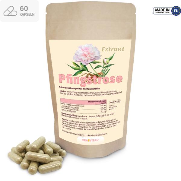 Weiße Pfingstrose Kapseln – mit Baikal-Helmkraut & Moringa – Pflanzenextrakt Komplex – vegan