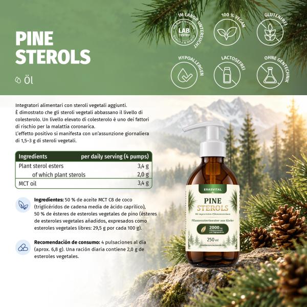PINE STEROLS – aus Kiefer mit MCT C8 – 2000 mg Pflanzensterole pro Tagesportion