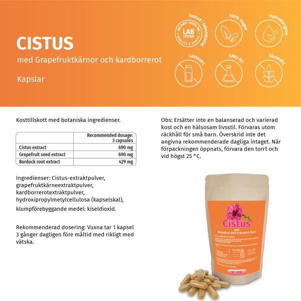 Zistrose-, Grapefruitkern-, Klettenwurzel-Extrakten, Kapseln